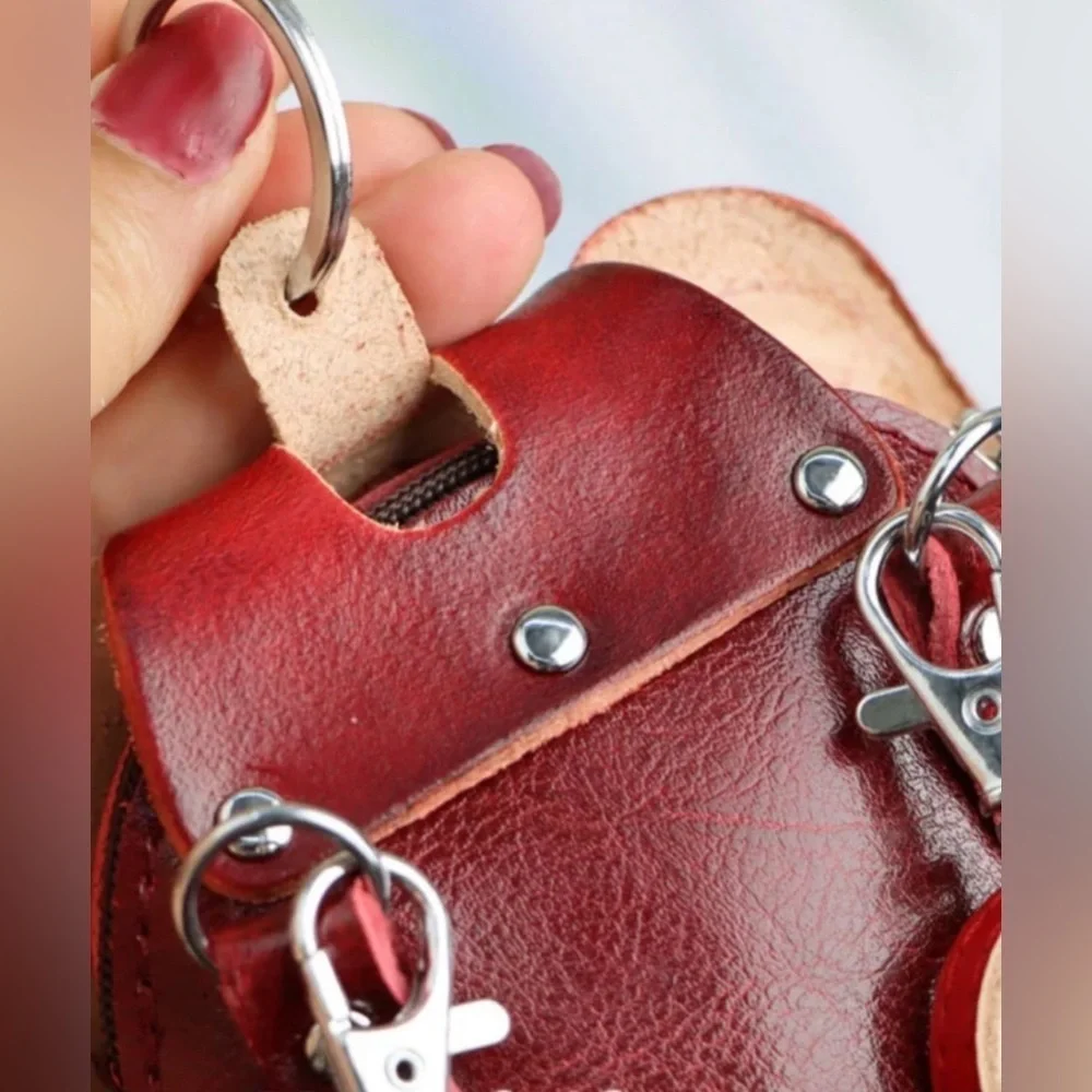 Genuine Leather Crossbody Elephant Coin Purse  Purse Charm